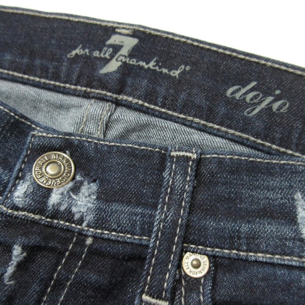 NWT 7 For All Mankind Dojo '7' Pocket Distressed Trouser Flare Jeans 31 x 34 ½ - Picture 4 of 7